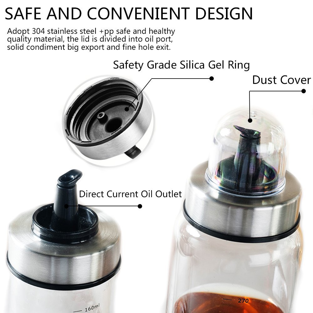 enduo Dispensador de Aceite de Oliva y vinagre-170 ml oz Botella de Vidrio Transparente para condimento