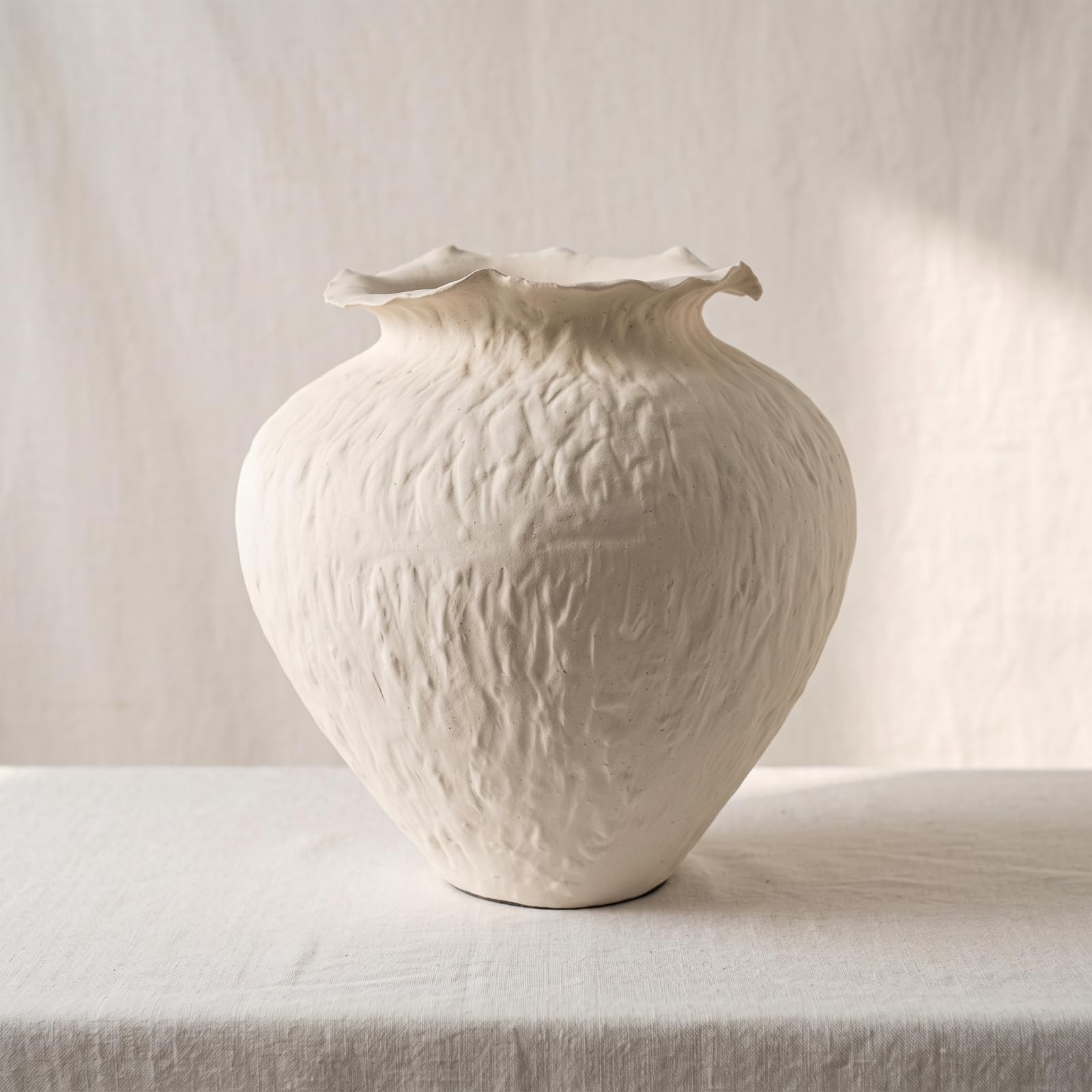 Florero Cerámica con Patrón Pintado a Mano Estilo Artesanal Jarrón Cerámica con Cuello Estrecho corativo Jarrón Rústico para Salón, Recibidor