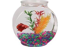Koller Products 1-Gallon Fish Bowl: Shatterproof Plastic with Crystal Clear Clarity