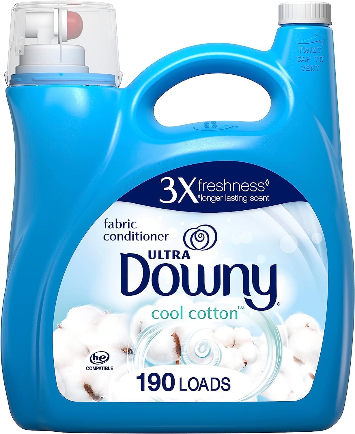Downy Cool Cotton Liquid Fabric Conditioner (Fabric Softener), 164 Fl Oz, 190 Loads