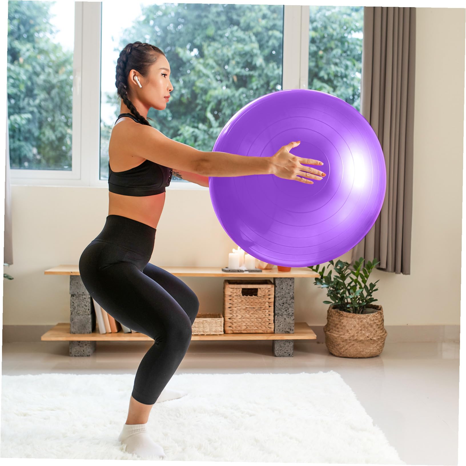 NOLITOY Pelota de Yoga de Ejercicio Pelota de Estabilidad para Pilates Entrenamiento de Core con Inflador para Gimnasio y Casa