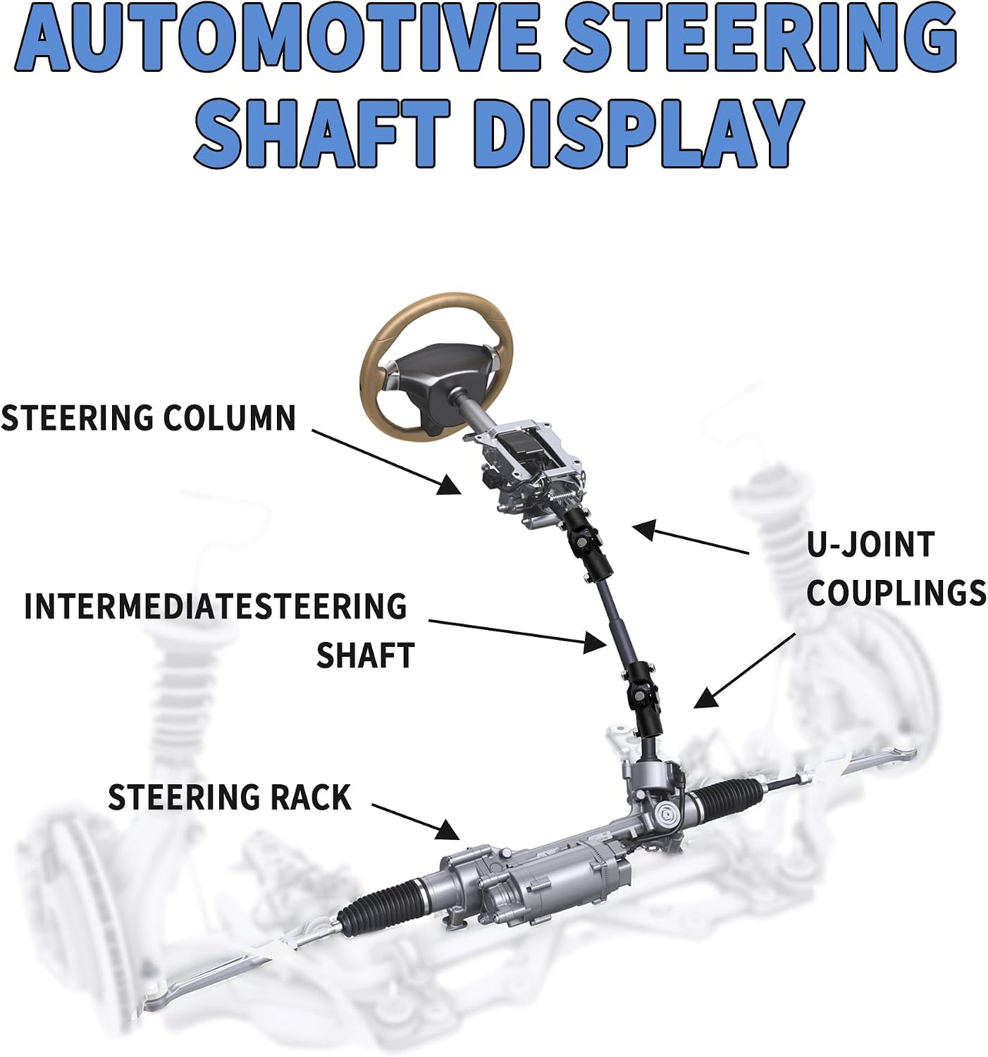 13/16" 36 Spline X 3/4" DD Single Steering Shaft Universal U Joint Coupling Black 3-3/4" Overall Length