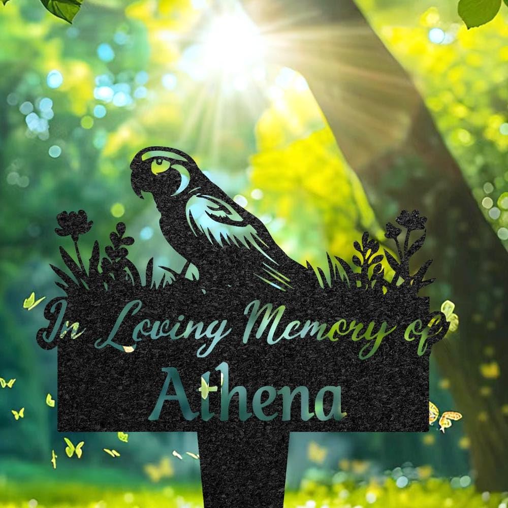 Personalised Parrot Memorial Plaque for Outdoor, Custom Parrot Metal Sign, Yard Art Decor, Pet Grave Marker, Remembrance Sign, Pet Loss Gift, Pet Memorial Signs, Headstone