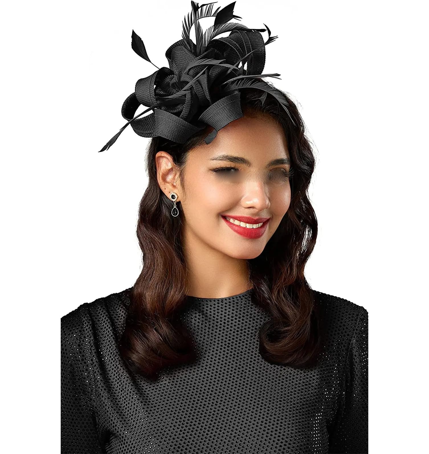 FBHappiness Women Tea Party Flower Fascinators Headband Hat Wedding Cocktail Feathers Ribbon Fascinator Hats