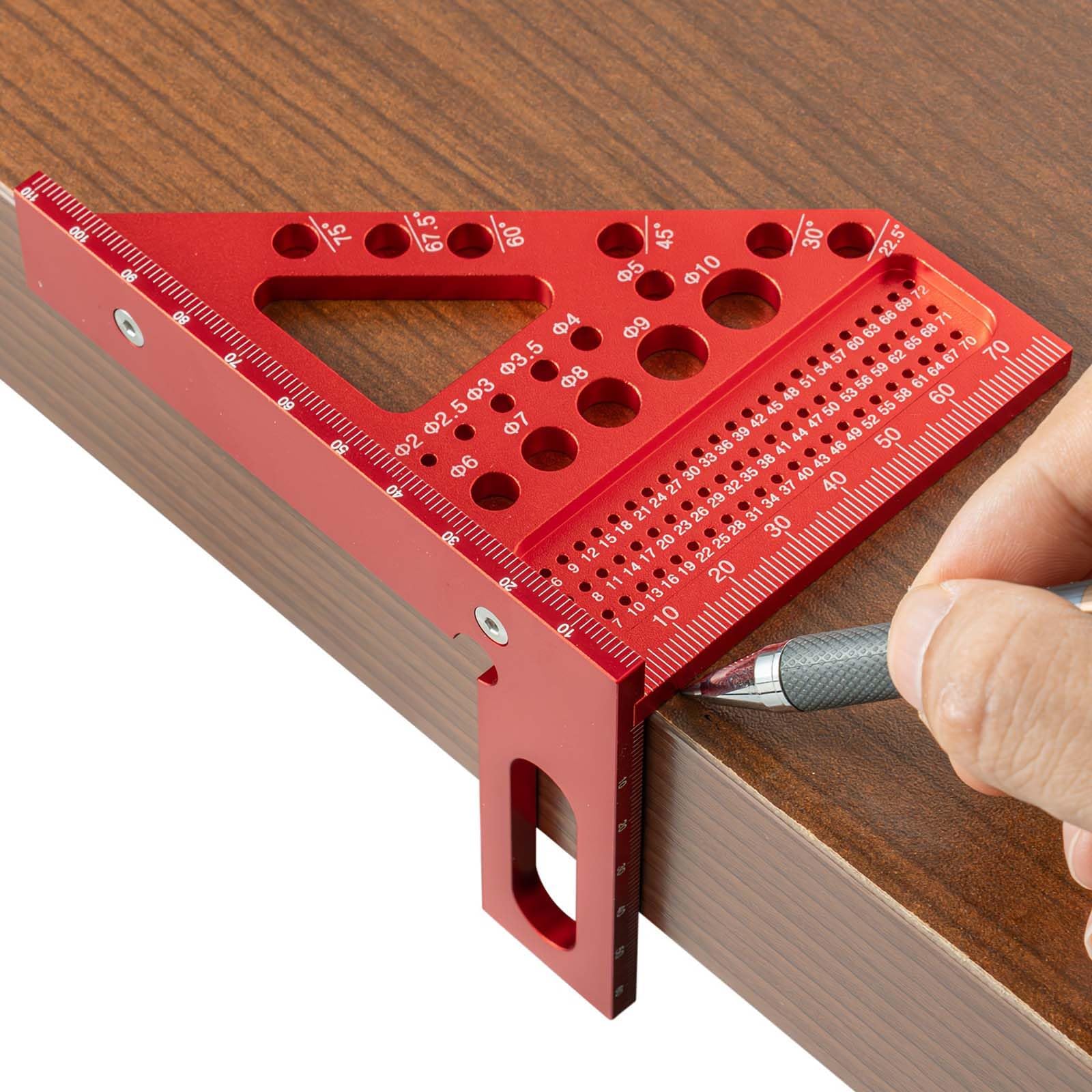 Utensile in lega di alluminio, 22,5 – 90 gradi con angolo, strumento di misurazione del layout, strumento di misurazione del layout, angolo di inclinazione, adatto per taglio preciso, falegname