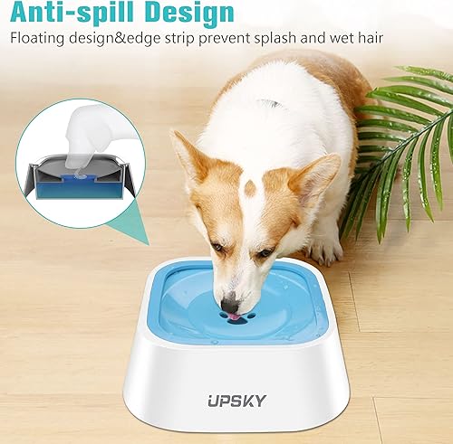 Miniatura 10 de UPSKY Tazón de agua para perros, 70 onzas, gran capacidad, para perros, sin derrames, dispensador de agua lento, transportado por vehículos,