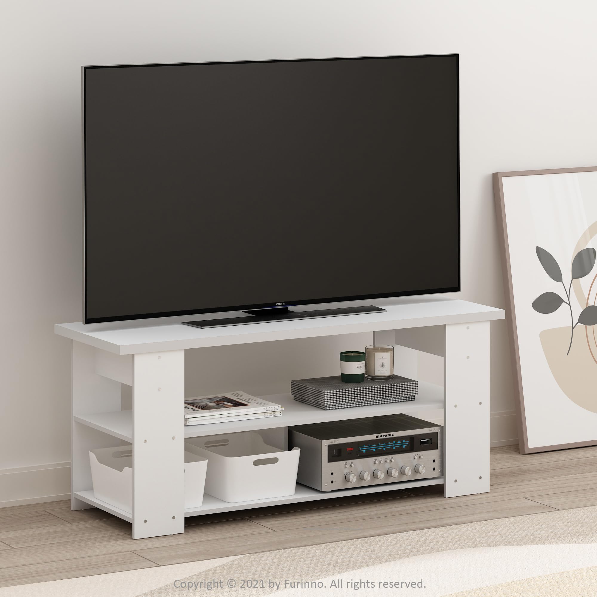 Furinno JAYA TV-Ständer bis 55 Zoll, Weiß