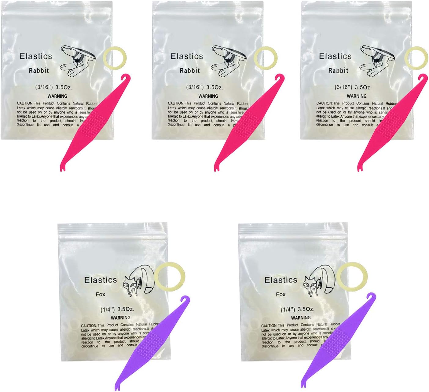 3/16 and 1/4 Inch Orthodontic Elastic Rubber Bands, 500 Pack Medium 3.5 Ounce Rubberbands Dreadlocks Hair Braids Fix Tooth Gap, 5 Pack Elastic Placer for Braces