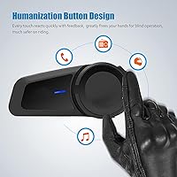 Vista 8 de QSPORTPEAK Intercomunicador de auriculares Bluetooth para casco de motocicleta, M2 dúplex completo inalámbrico para 6 conductores/alcance 3,280.8