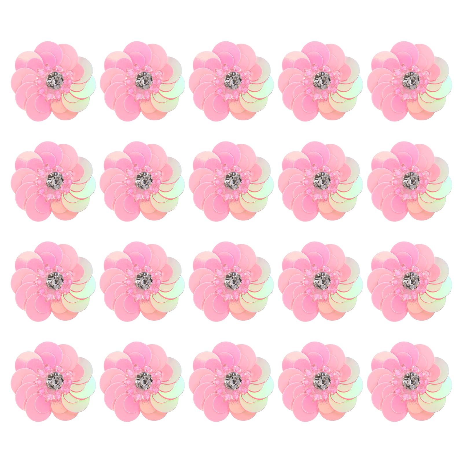Photo 1 of uxcell 20 Pcs Sequin Beaded Flower Appliques, 1.18 Inch Handmade Embroidery Sewing Beads Patches Mini Paillette Crystal Applique for DIY Craft Clothing Bags Headbands Shoes, Light Pink