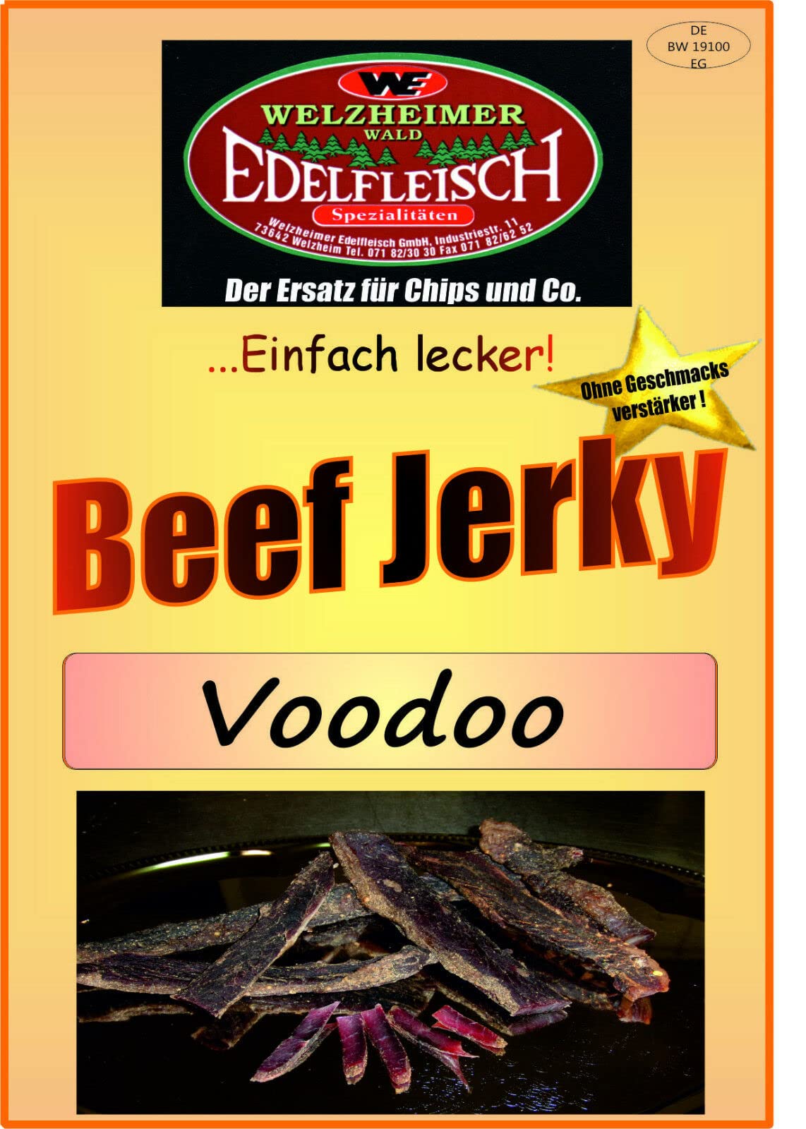Edelfleisch Beef Jerky 10x100 Gramm 10 Sorten Biltong geschnitten