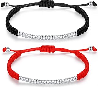 2 Pcs Matching Couples Bracelets for Men Women Red Black Mix Infinity Love Lucky Bracelet Tibetan Lucky Amulet Knot Bracelet Woven Thread String for Friend and Peace and Protection