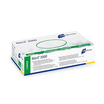 Meditrade Nitrile  3000 White Examination Glove - Powder & Latex Free Disposable Exam Gloves - Suitable for Multiple Sectors - Size Large - 100pcs