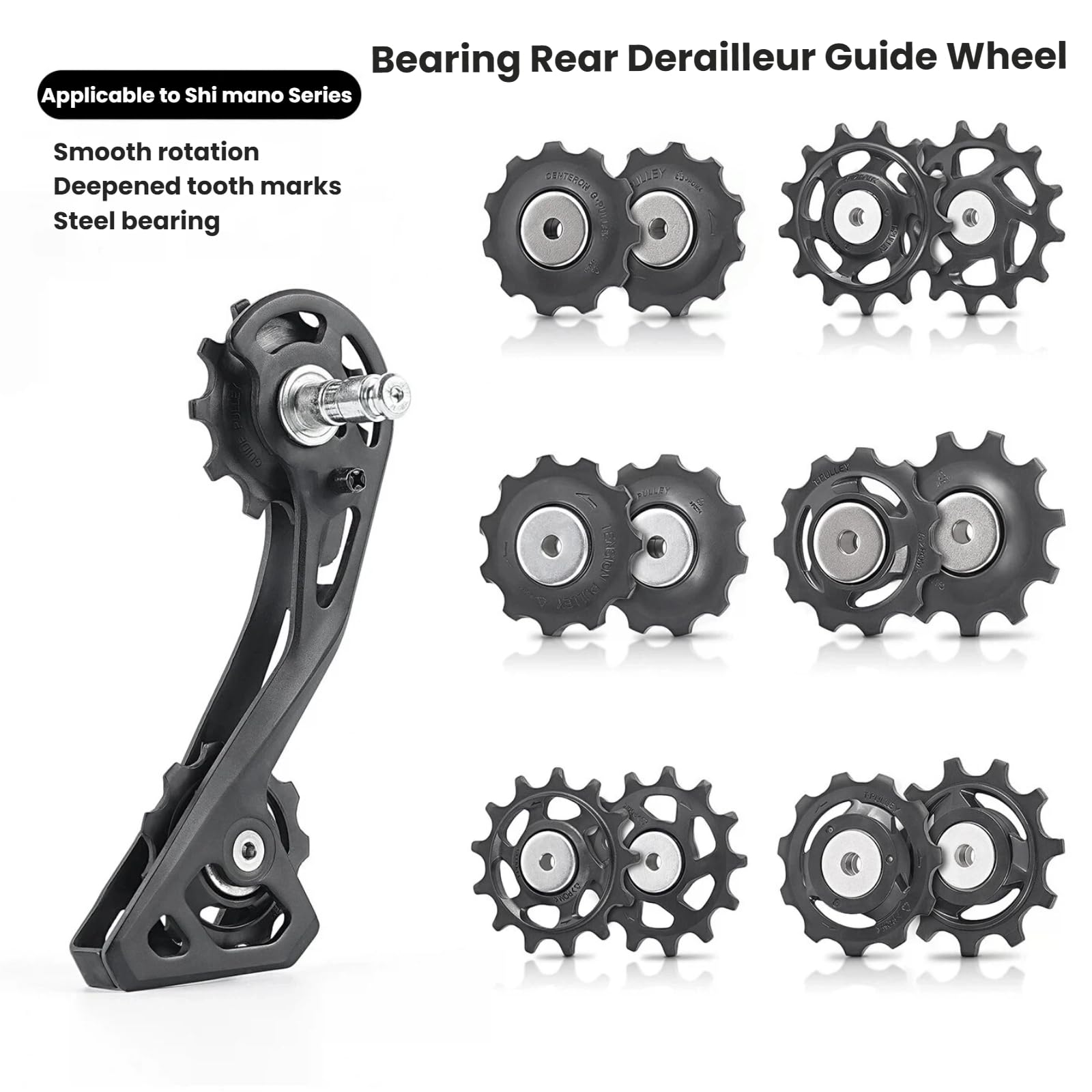 Juego de ruedas de polea de desviador trasero para bicicletas de montaña RD-M8100-SGS y M8120-SGS, 13 dientes, nailon con tapa de aleación de aluminio y rodamientos de acero