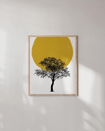 Miniatura 6 de HAUS AND HUES Decoración de pared amarilla con estampado de sol, decoración de pared moderna de mediados de siglo, arte de pared escandinavo, arte