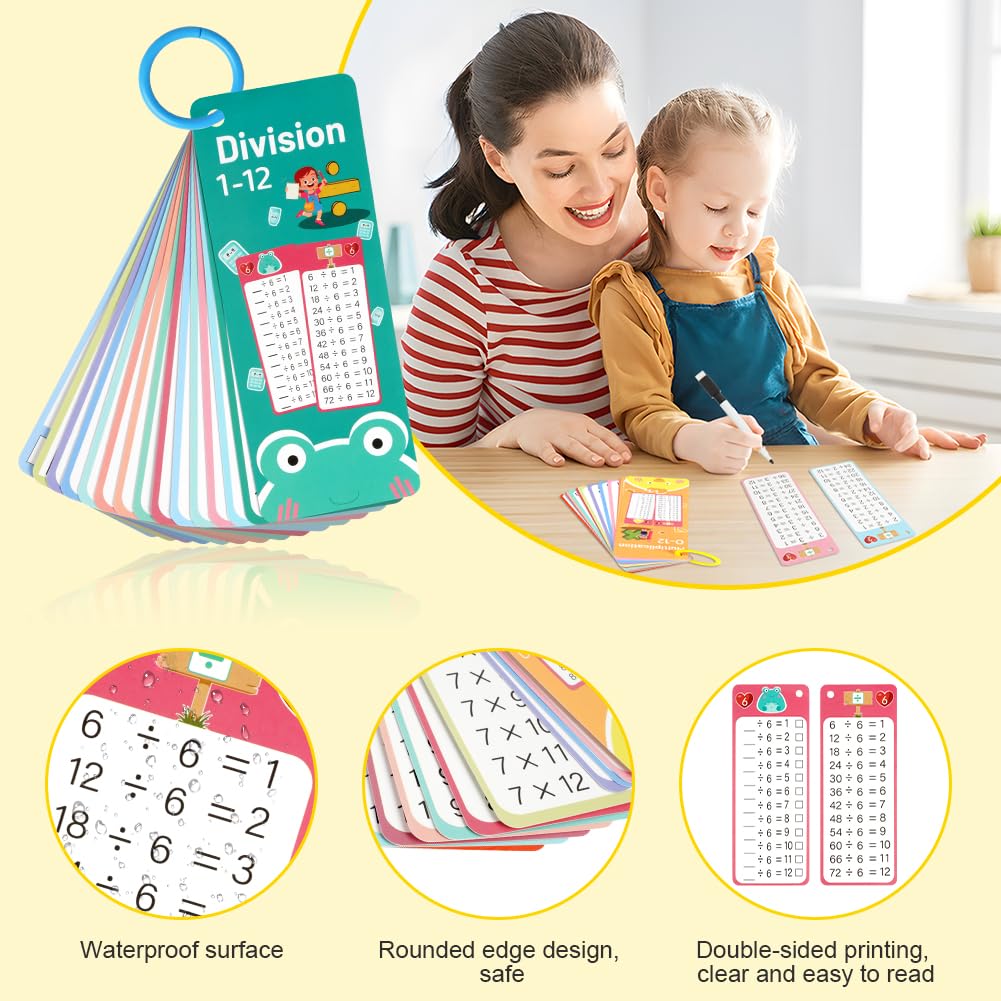 AOOHA Times Table Math Flash Cards,Multiplication Time Tables Flash Cards with 4 Dry Erase Pens,Multiplication Educational Game for Kids 1st to 3rd Grades - Image 4