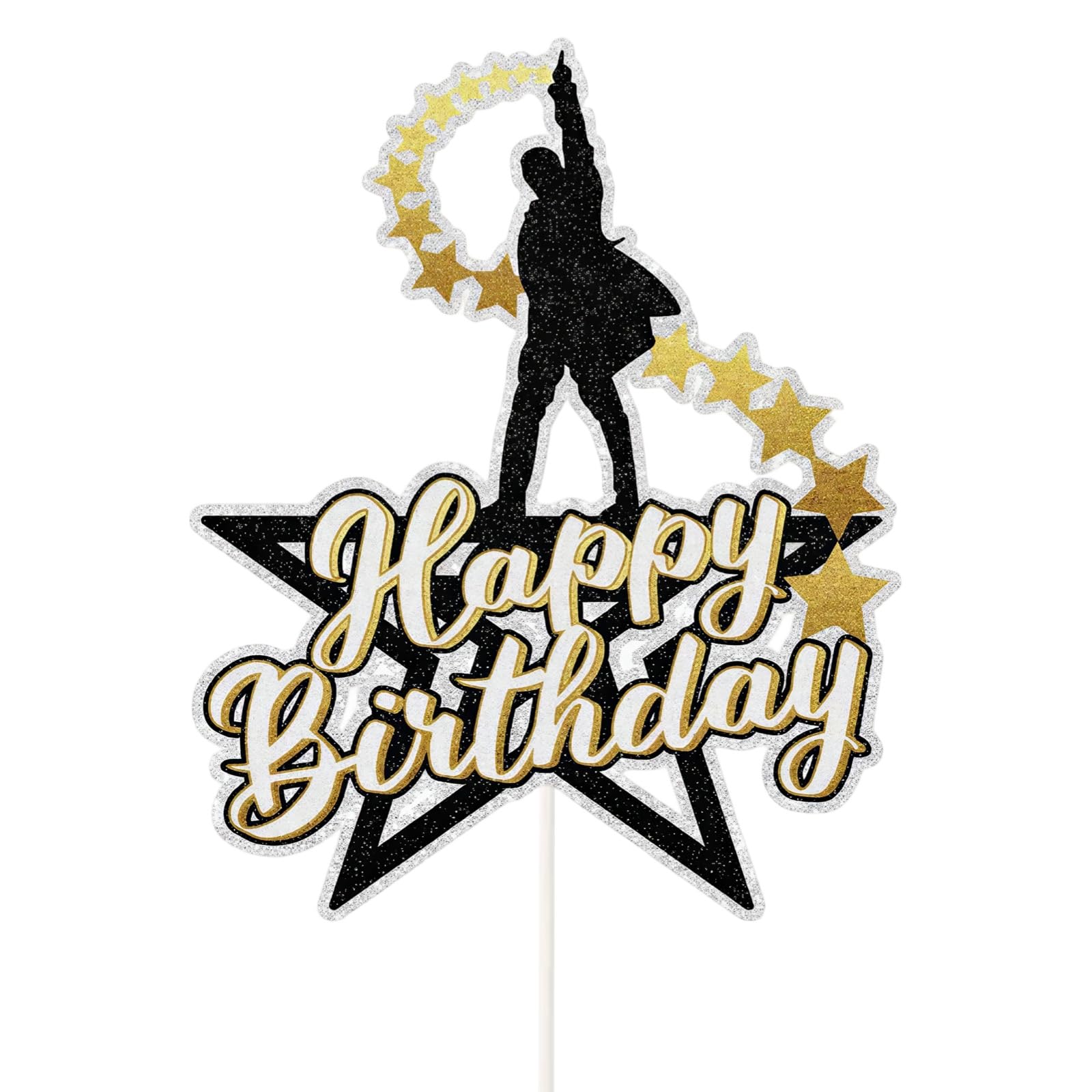 Hamilton Birthday Cake Topper, Large Double Sided Musical Cake Pick, Alexander Hamilton Broadway Decoration for Fans, Theater Lovers Party Supply