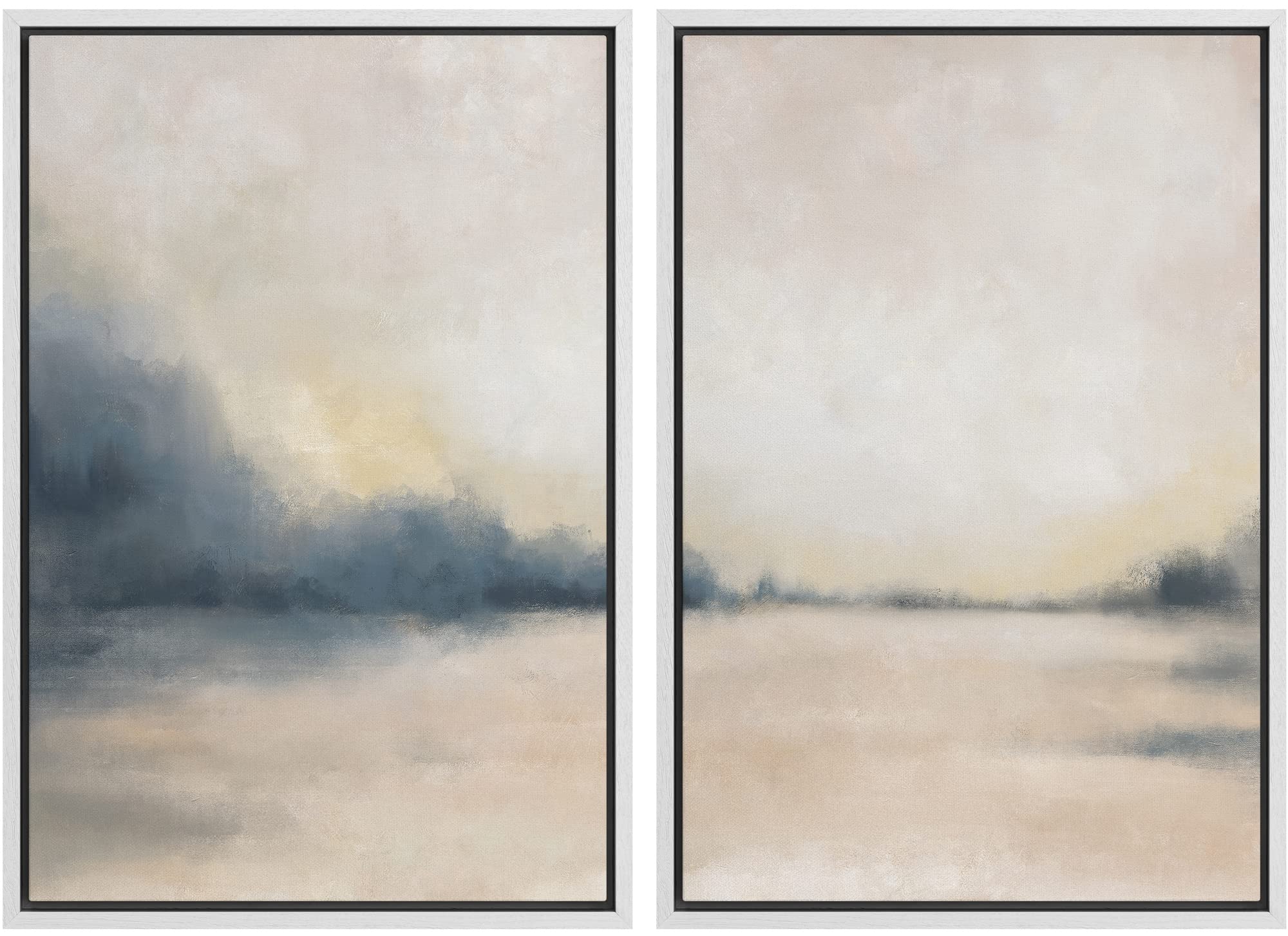 MUDECOR Framed Canvas Print Wall Art Set Watercolor Pastel Green Tan Landscape Abstract Shapes Illustrations Modern Art Decorative Contemporary for Living Room, Bedroom, Office - 16"x24"x2 Natural — view 107