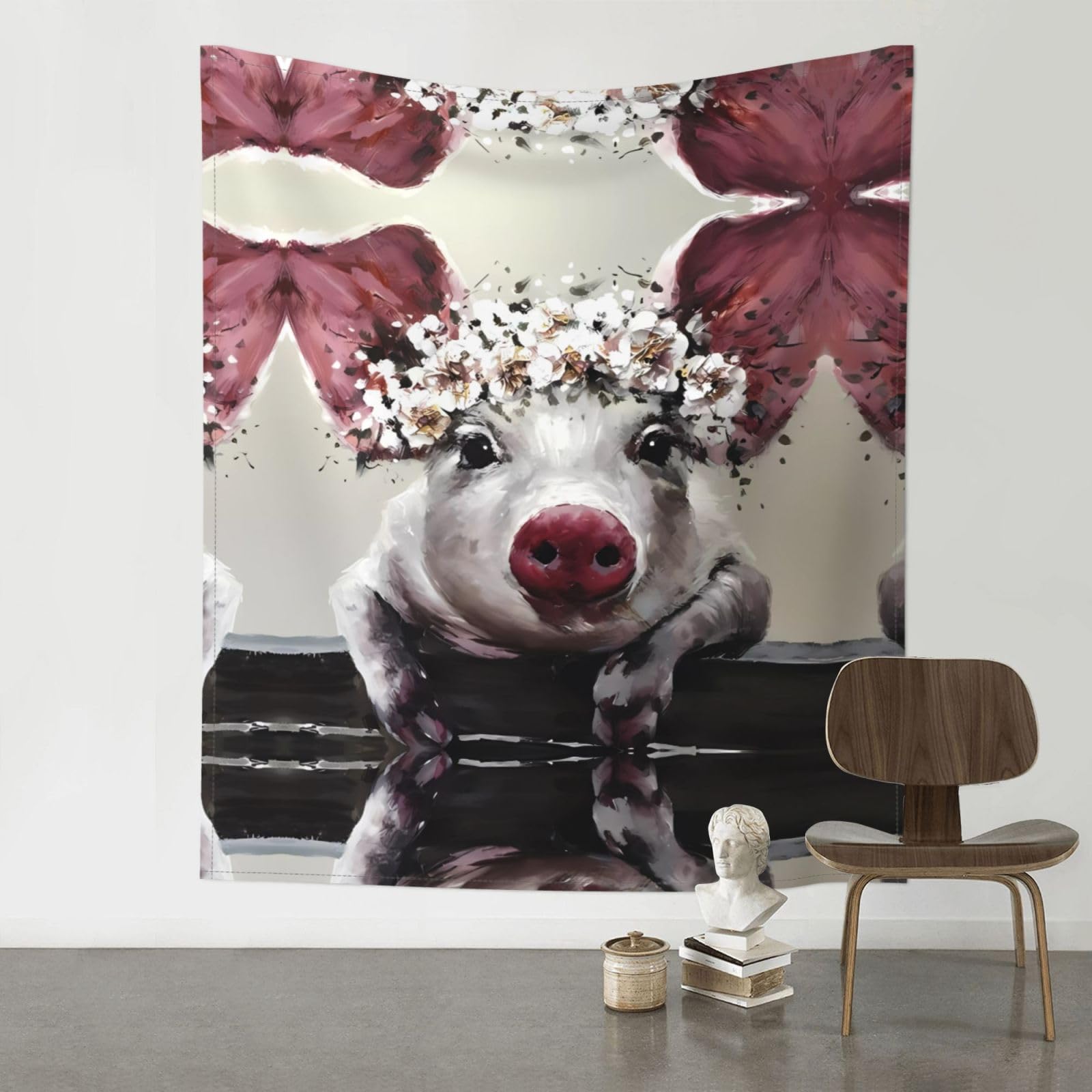 HJFCZH Flower pig Prints 60x51in Wall Tapestry Bohemian Throw - Dorm Decor, Beach Blanket, Sofa Cover & Unique Gift