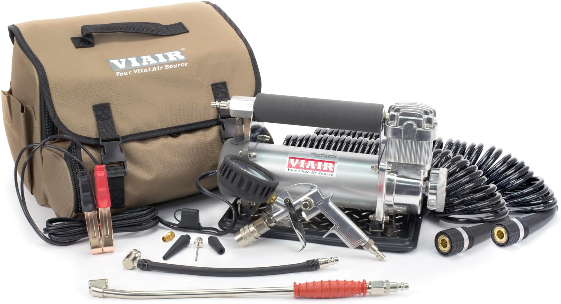 450P-RV Automatic Portable Air Compressor Kit - 150 PSI for RV, Truck, Jeep and SUV Tires - RV Accessories with 1.80 CFM, Silver