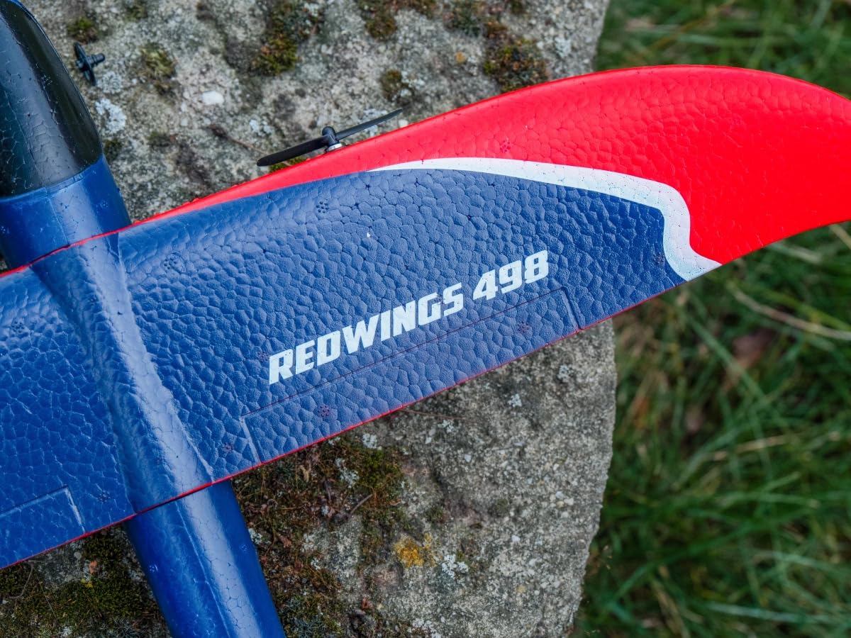 RC Flugzeug für Anfänger - RMT Redwings 498 RTF mit 2Akkus, bis 50 Min Flugzeit, Robustes EPP Material, einfaches Steuern, ferngesteuertes Flugzeug ab 8 Jahre