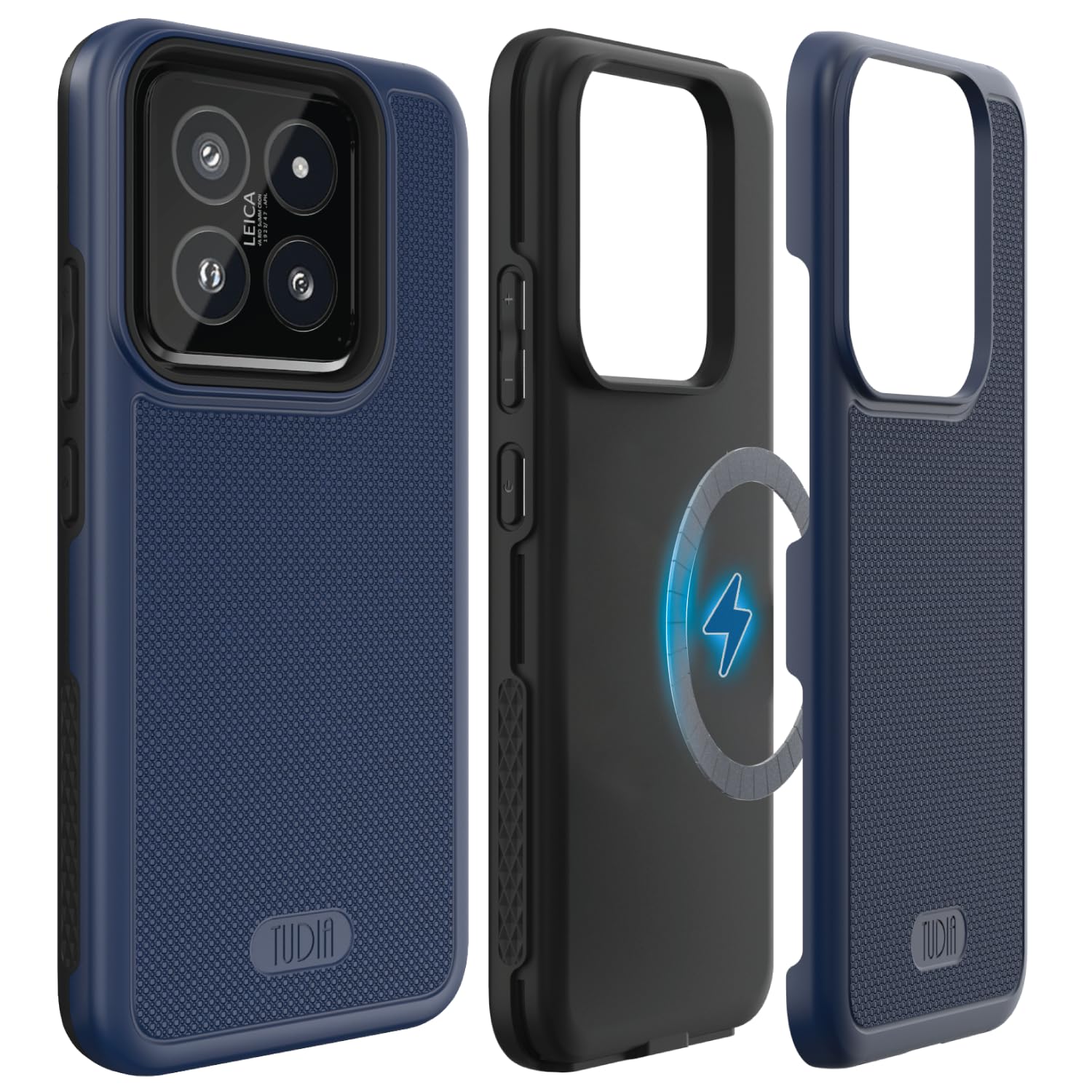 TUDIA DualShield Grip Designed for Xiaomi 14 5G Case (2024), [MergeGrip] Military Grade Dual Layer Shockproof Slim Tough Heavy Duty Protective Phone Case Cover - Indigo Blue Indigo Blue Magsafe Compatible