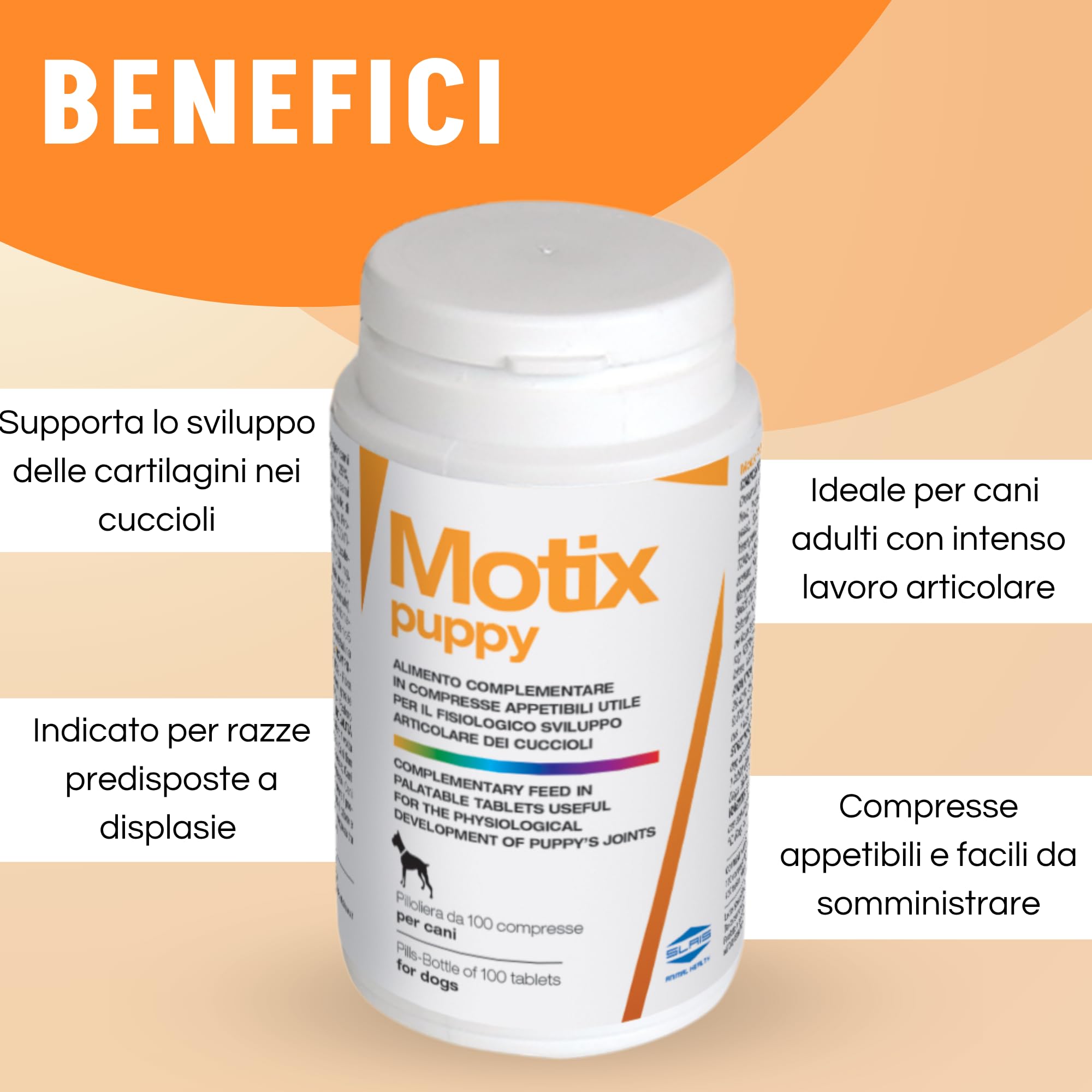 Motix Puppy Suplement stawów dla psów - 100 tabletek 1000 mg - Hydrolizowany kolagen Petagile i Glukozamina - wspomaganie wzrostu i mobilności, witaminy C/E i niezbędne minerały