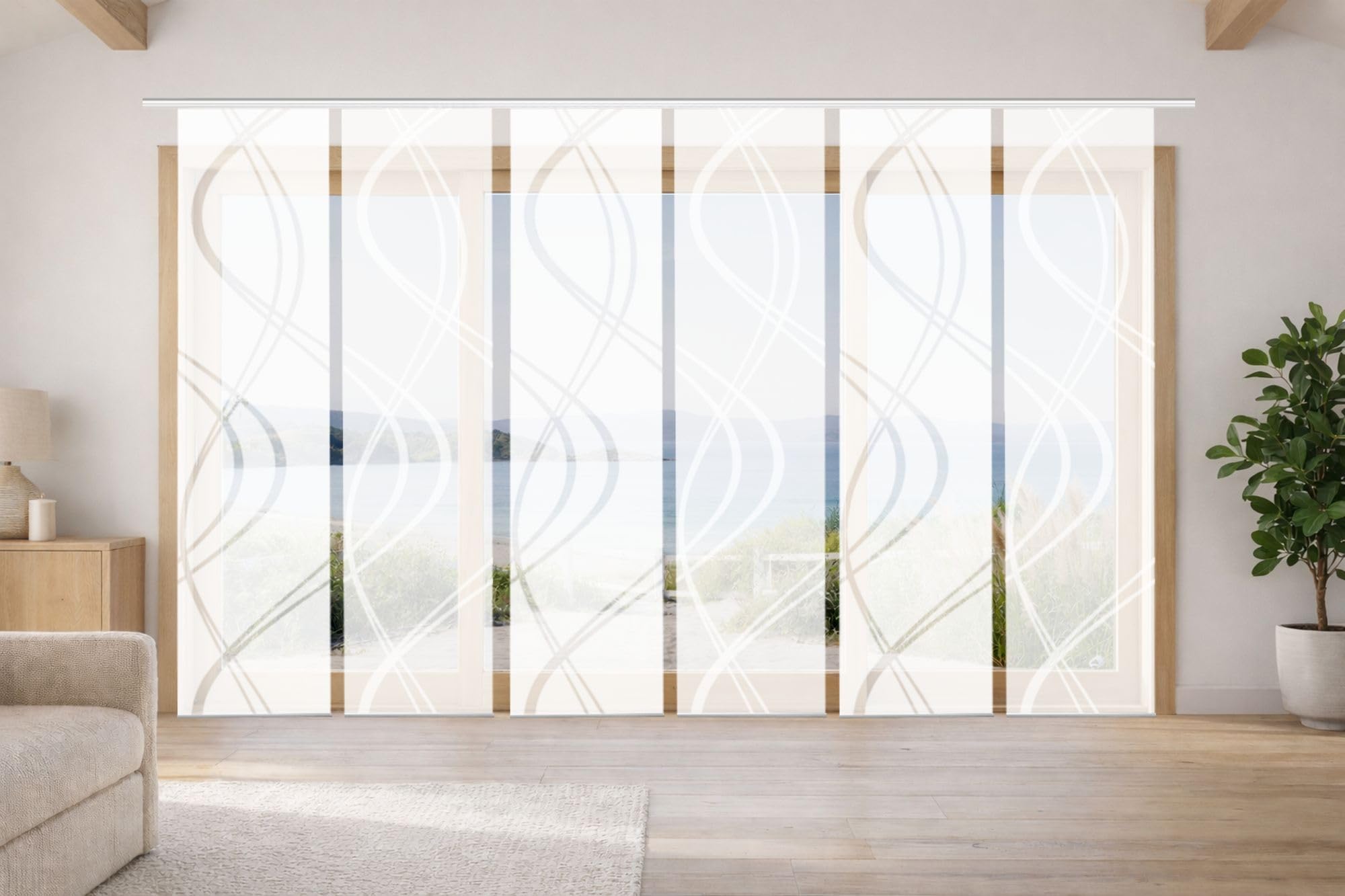 6er-Set Flächenvorhang, Blickdicht/halbtransparent, Joanna, Höhe 245 cm