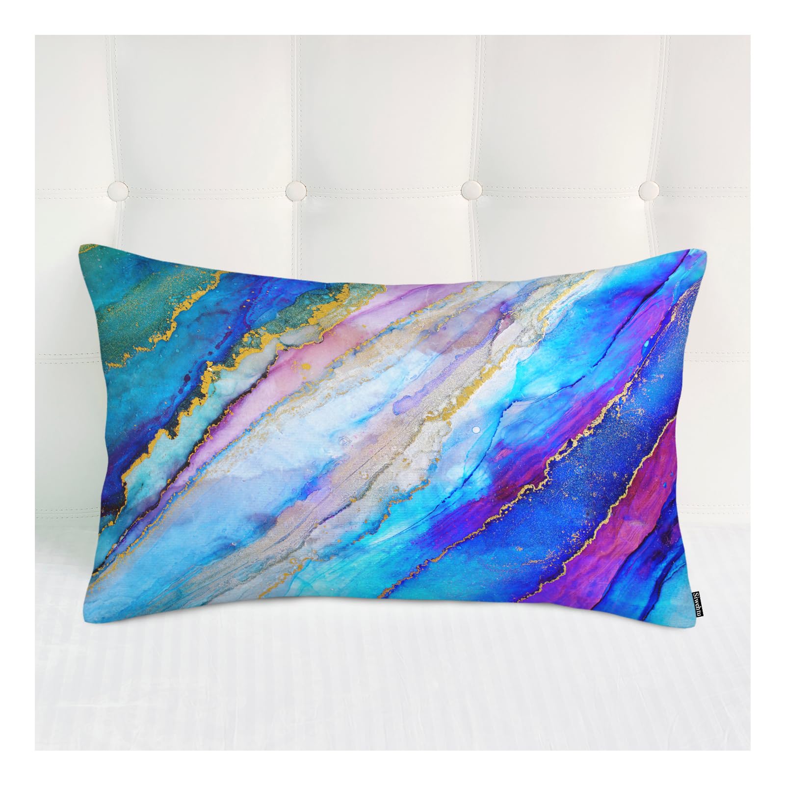 Siwehtu Pillow Covers Standard Size Ink Painting Decor Cute Throw Pillow Covers for Bedroom Sofa Ink Painting Stripes Colorful, Throw Pillow Cases