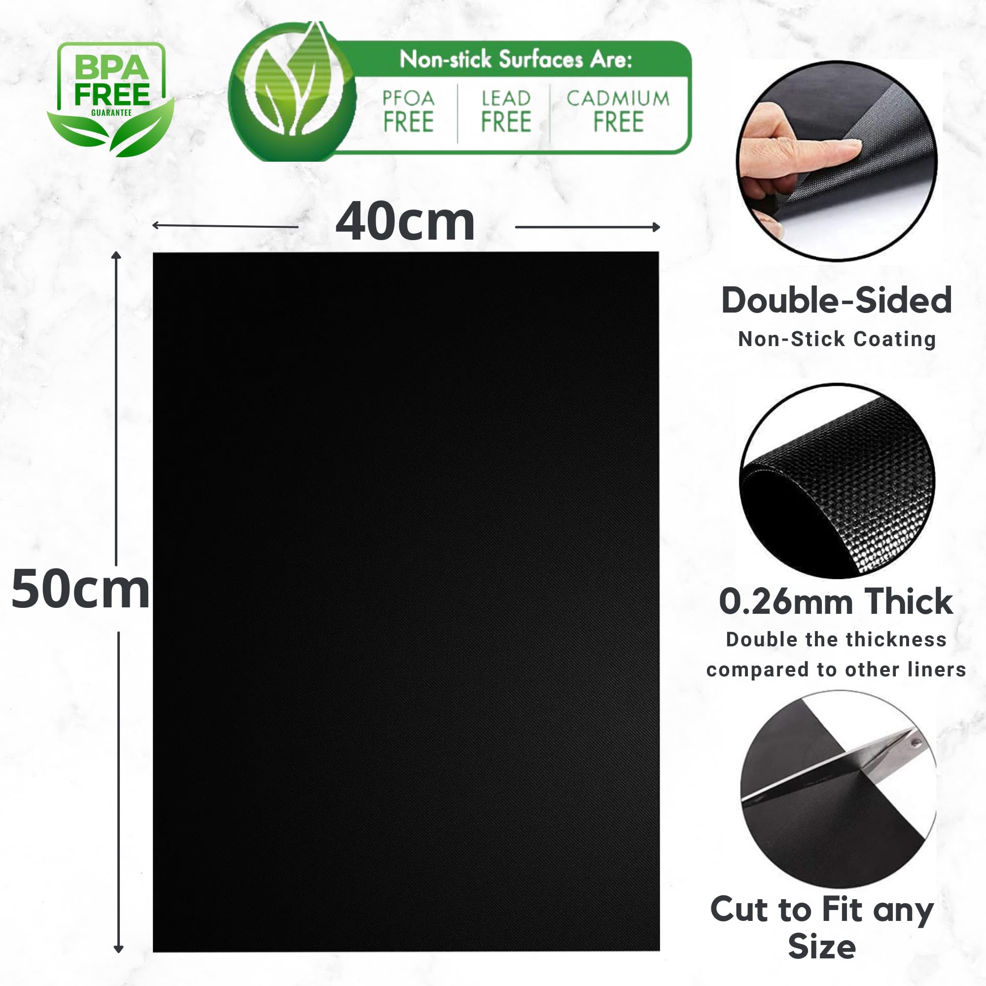 Lxrious Large Oven Liner 3 Pack, Extra Thick 40x50cm Non-Stick Oven Liners for Fan Assisted Ovens - Image 2