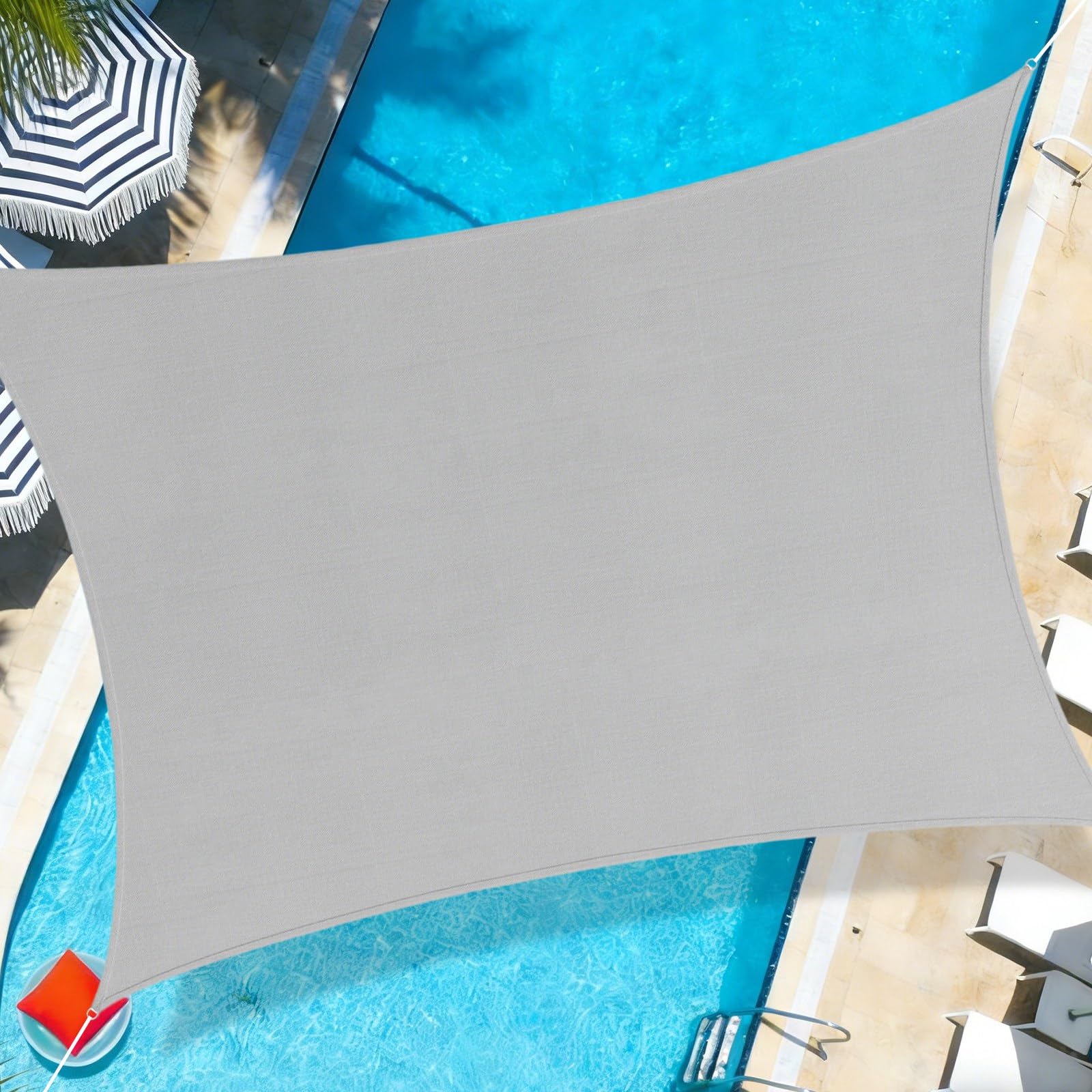 Sun Shade Sail 3.5x6m Rectangle Breathable 185gsm HDPE Awning Canopy 95% UV Block for Outdoors Patio Garden Yard Deck Pergola Party With Rope, Gray