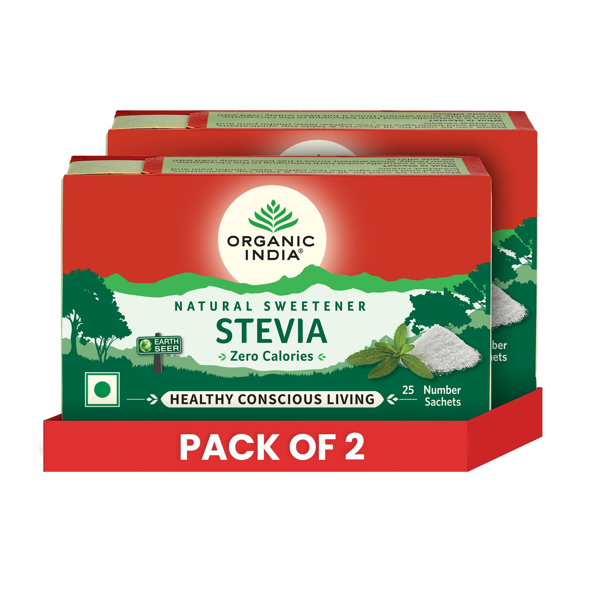 Organic India Natural Sweetener Stevia, 25N sachets (Pack of 2)