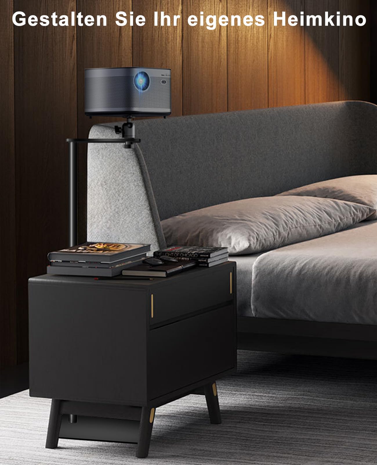 Supporto da pavimento per proiettore, 85/125 cm, orientabile a 360° | vite da 1/4", base in metallo a forma di L, per home theater, ufficio e presentazioni