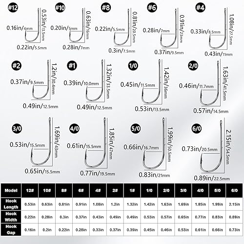 Miniatura 6 de FishTrip Ganchos de pesca compensados para cebo - 100 piezas anzuelo de pescado doble púavástago largoojo cerradonegro para aparejos de pesca agua
