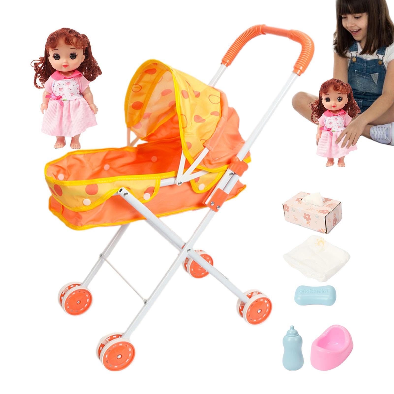 Amazon | 人形ベビーカーおもちゃ、2-in-1子供用ごっこ遊びベビーカー