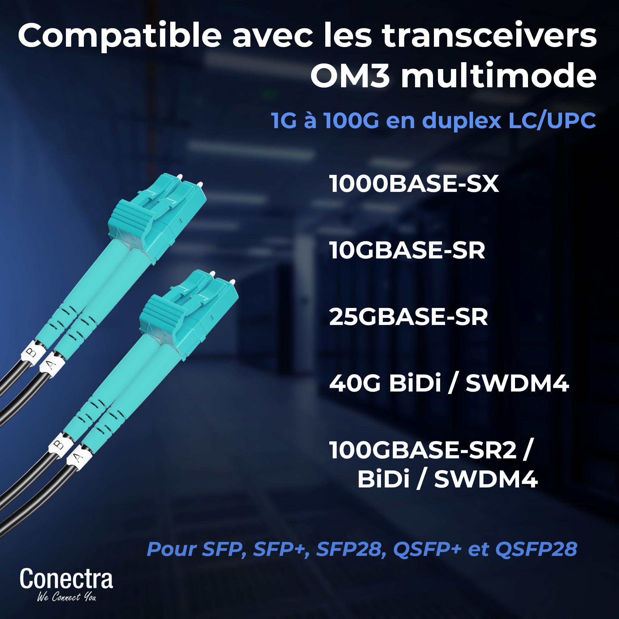 30m Câble Fibre Optique Blindé OM3 Duplex Breakout LC/UPC, Jarretière Optique Multimode 50/125, LSZH Intérieur/Extérieur, Rallonge Fibre Armée Cordon Patch Câblage Réseau ⌀3mm Noire