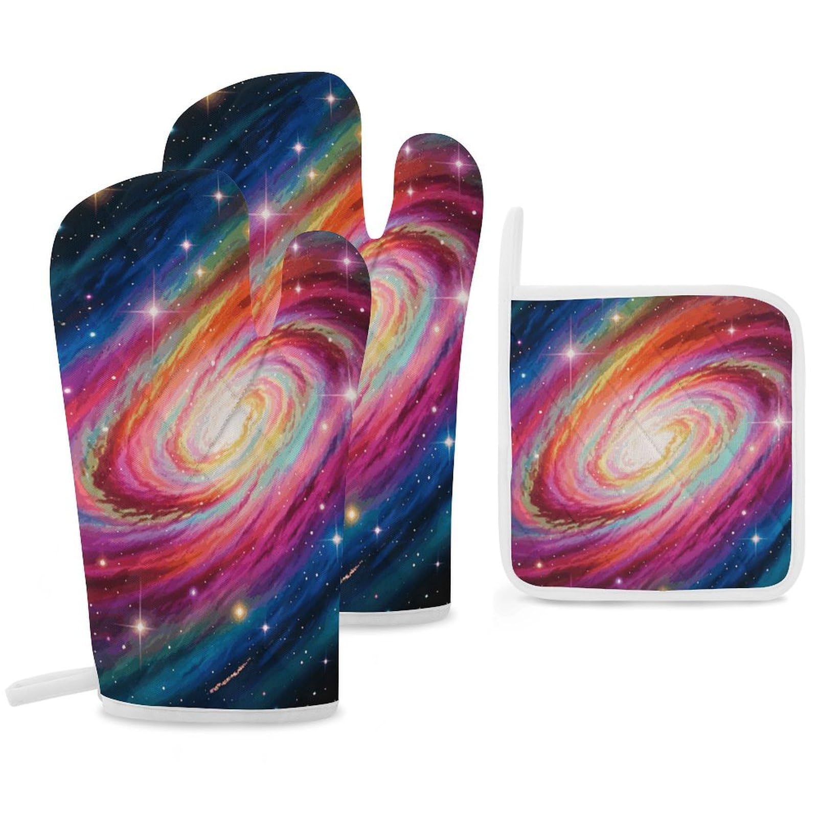Gants de cuisine galaxie maniques thermorésistantes coton doux x3