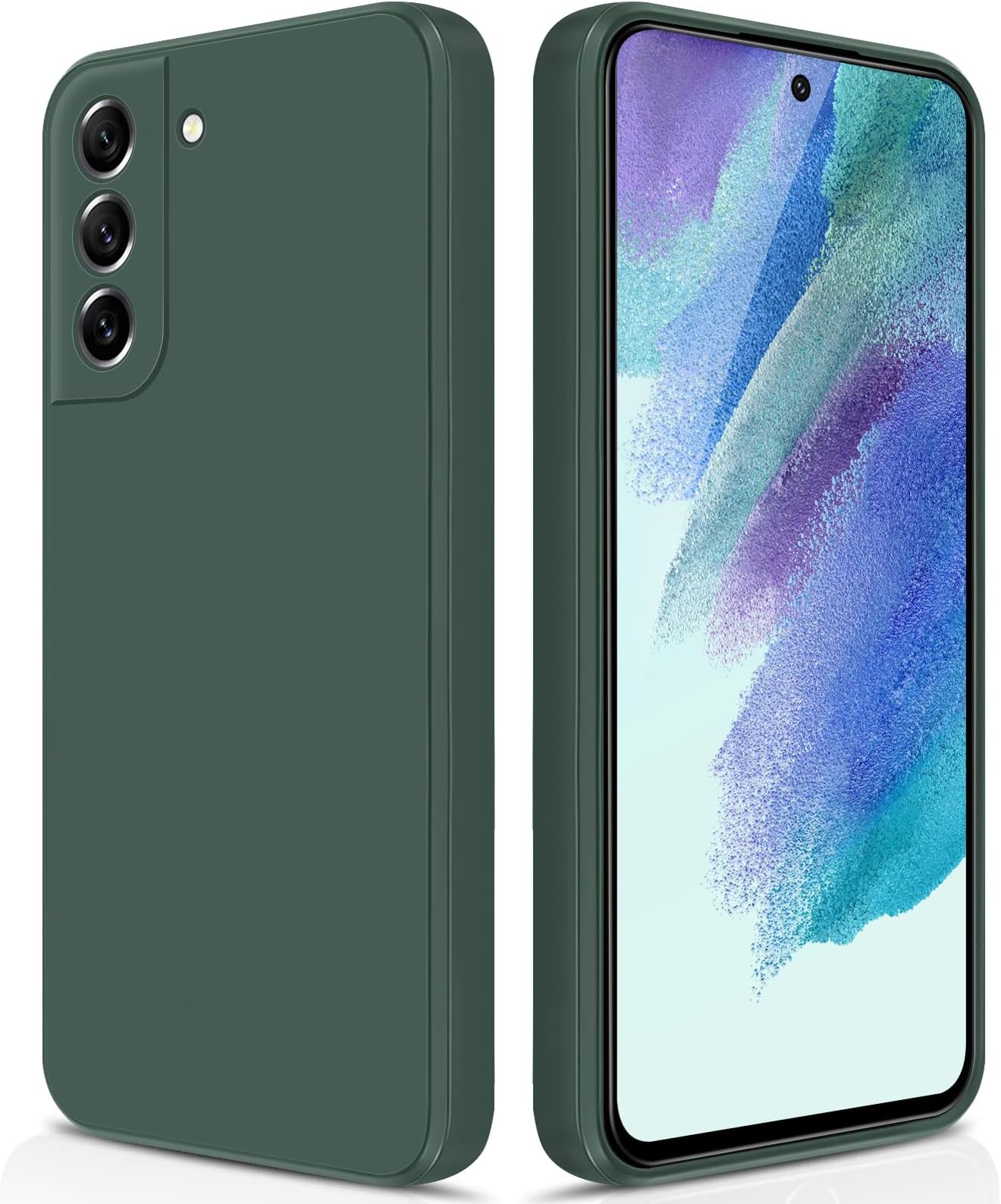 GiiYoon Silicone Case Compatible with Samsung Galaxy S21 FE 5G, Full Body Silky Soft Touch Phone Case with Camera Protection, Shockproof Cover with Microfiber Lining, Green