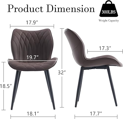 Miniatura 2 de YOUNIKE Juego de 2 sillas de comedor, sillas de comedor tapizadas de cuero, sillas de cocina modernas, sillas laterales para sala de estar,