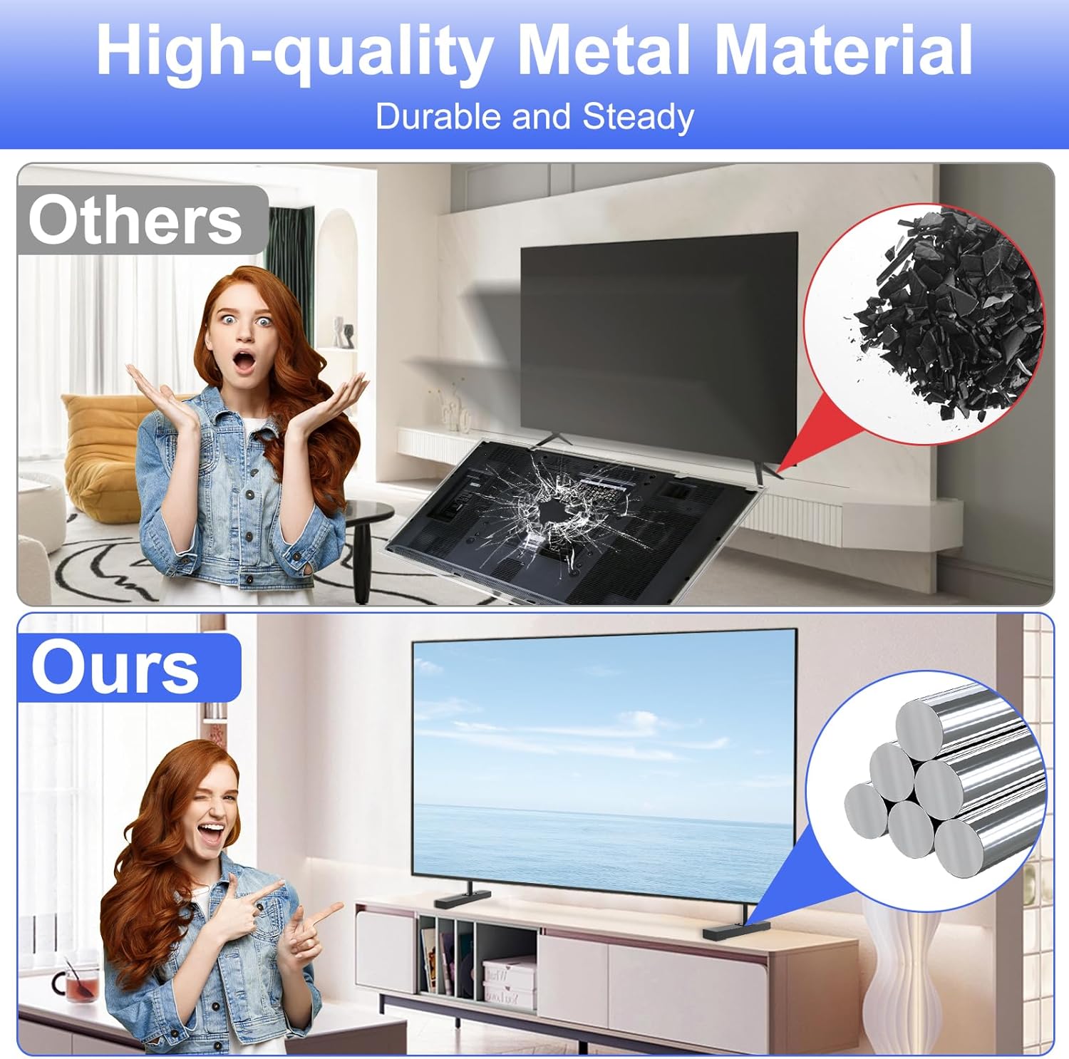 Metal TV Legs Only for Vizio TV Stand Legs M55Q7-J01 M58Q7-J01, Not for All, for Vizio TV Replacement Legs We Listed wr Screws Set, Easy to Install