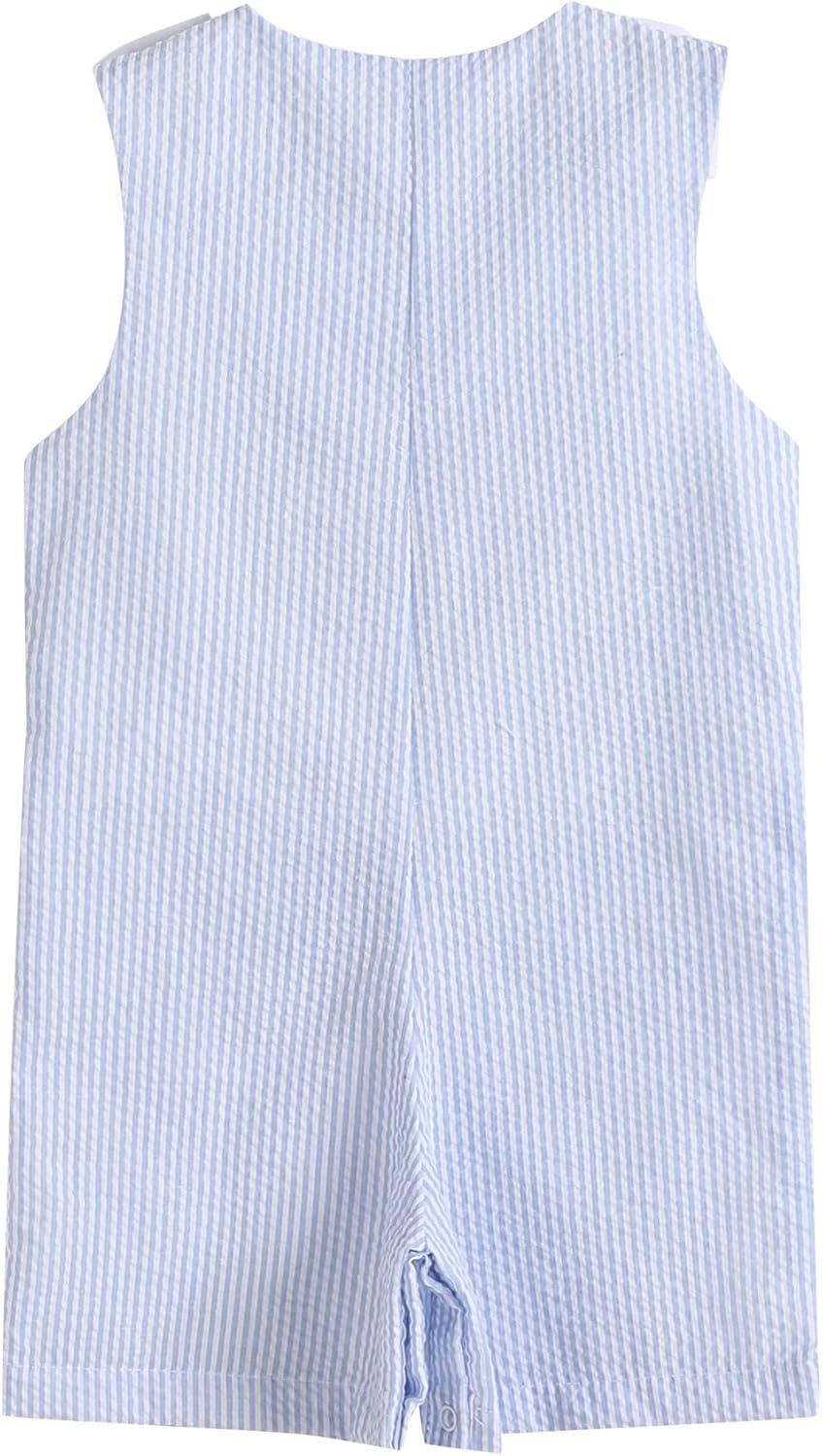 Lil cactus Light Blue Stripe Turtle Applique Shortalls