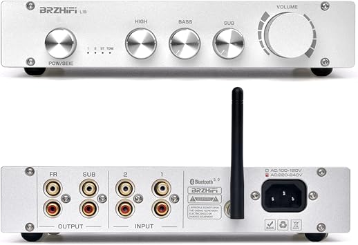 L1B Pure Class A Preamp 2.1 Channel Independent Bass & Treble Sub Control | Home audio preamplifier | Subwoofer output for active subwoofers | Desktop & bookshelf active speakers | ColorSilver