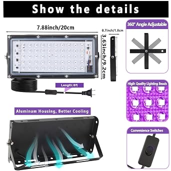 3D Printer UV Curing Light 405nm for SLA DLP LCD Models, Fast Solidifying Lamp for Photosensitive Materials, DIY Curing Tool for Crafts and 3D Prints