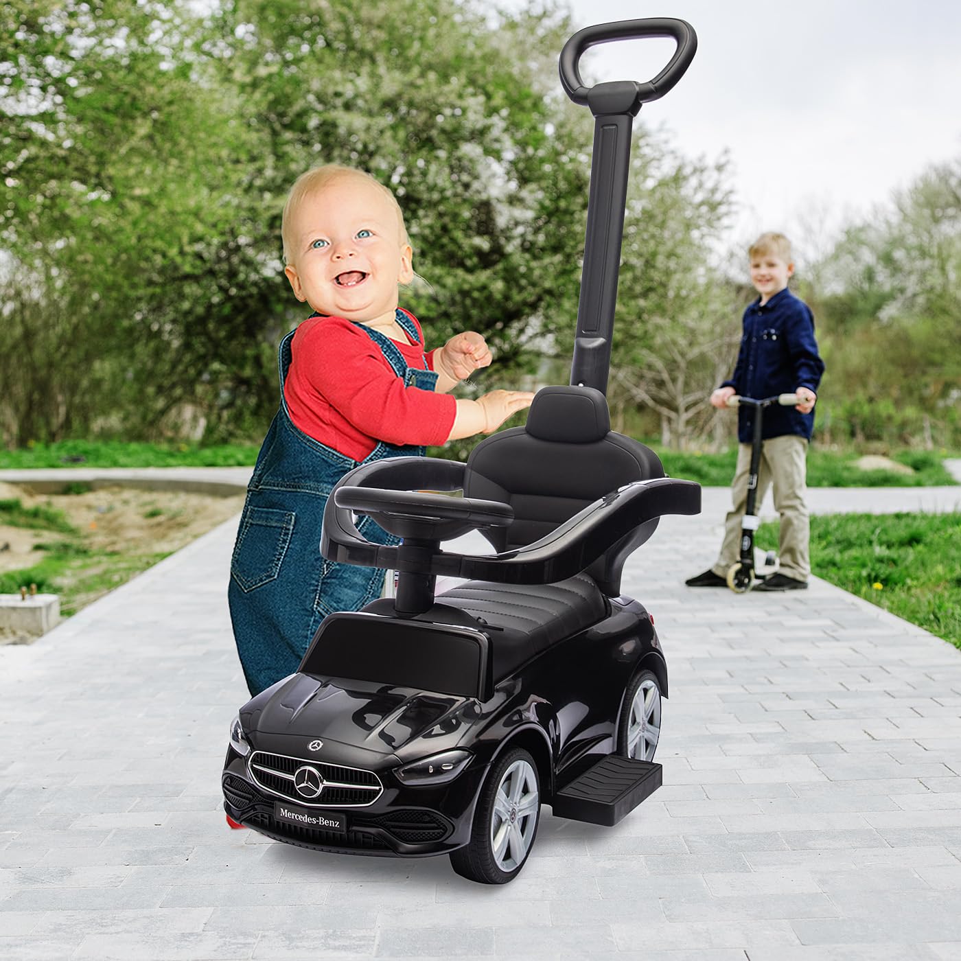JAMARA Mercedes-Benz Classe C 464027 Toboggan 3 en 1 pour Enfants avec Barre de poussée, véhicule pour Enfants intérieur et extérieur, Jouet de Voiture, Cadeau pour Enfants, Protection