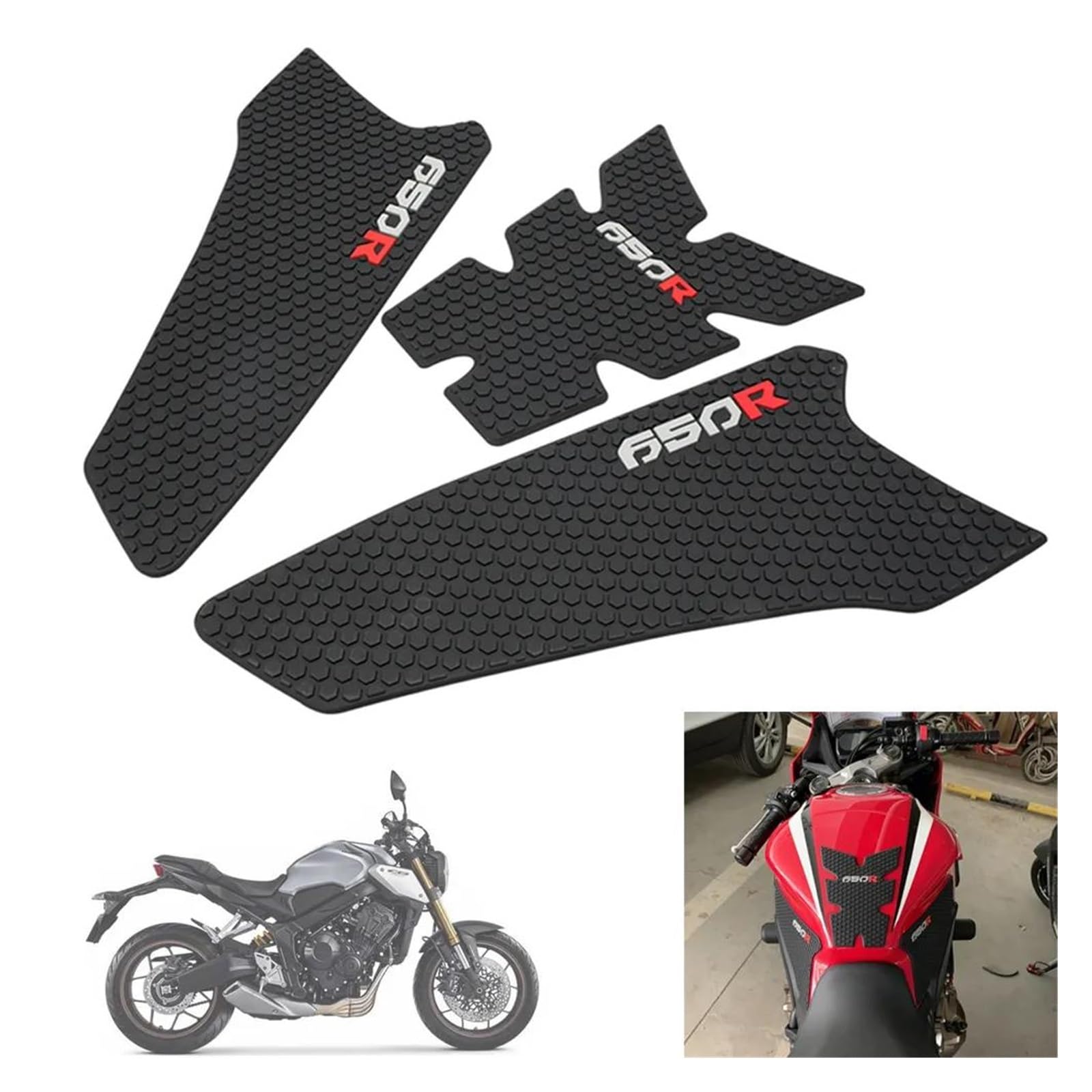 Protezione del cuscinetto del serbatoio Moto antiscivolo Lato Adesivi Serbatoio Carburante Pad Impermeabile Adesivo In Gomma Per CBR650R CB650R CB 650R CBR 650R 2019 2020 2021 2022 Adesivi per serbato
