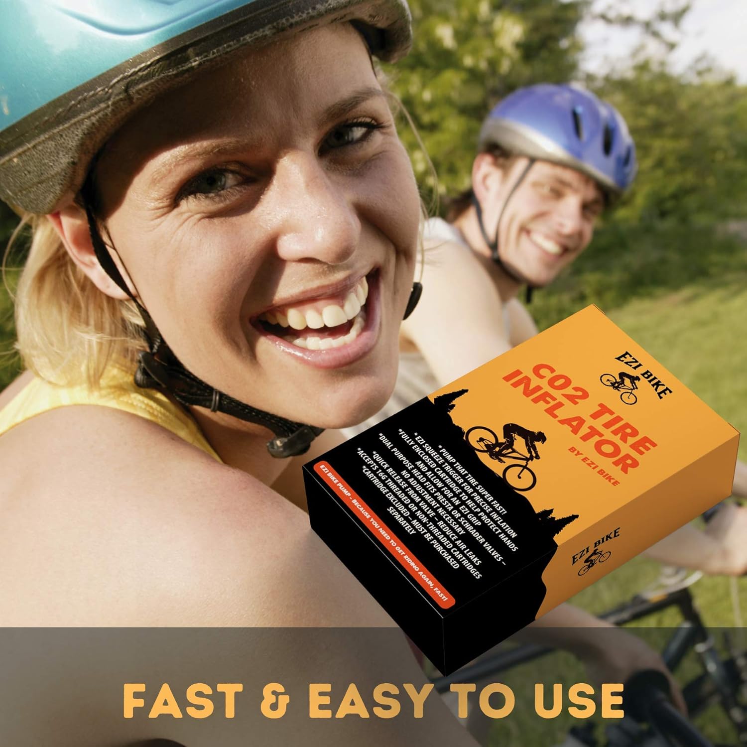 Pump - CO2 Bike Tire Inflator - No CO2 Cartridge, Trigger Control, Quick Release Lever, Mini Size, Lightweight, for Road, Mountain, Gravel Bikes and E-Bikes. Fast Tire Inflation in 3 Seconds.