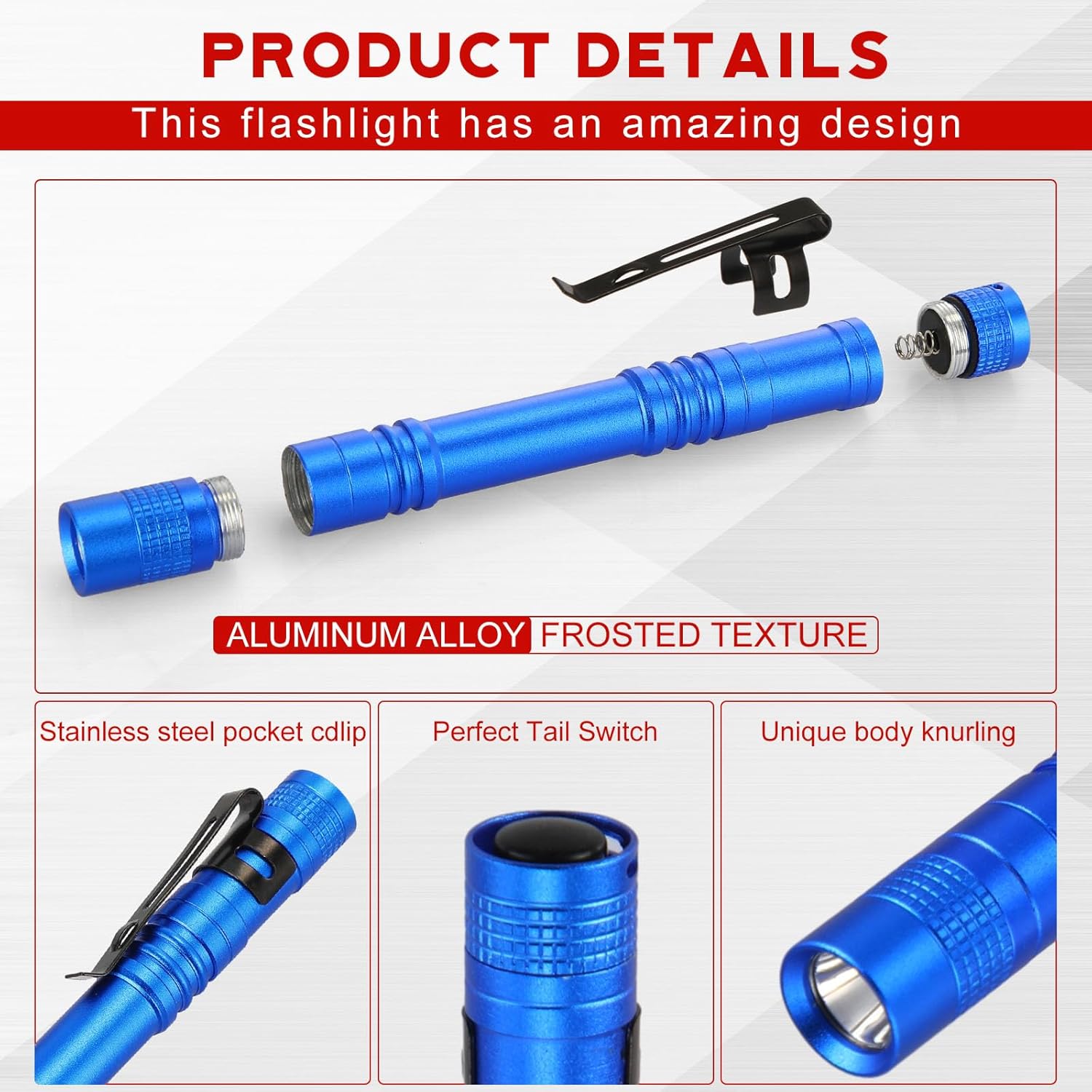 Hortsun 20 Pcs Mini Pen Light Flashlights Father Day Gifts for Men Pocket Flashlights Pen with Clip Small LED Handheld Slim Torches Without Battery(5.12 Inch,Red, Rose Pink, Yellow, Blue, Orange)