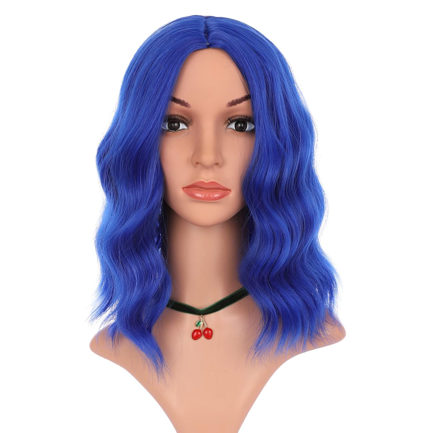 eNilecor Dark Blue Wig, Short Colored Wigs Bob Wig for Women, Natural Wavy Colorful 14 Inch Middle Part Synthetic Wig for Cosplay Party Costume(Dark Blue) - Image 6