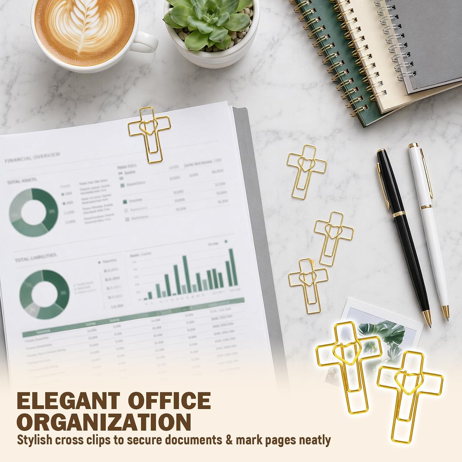100 Pack Gold Heart Cross Paper Clips, Bible Study Supplies & Christian Gifts for Women, Teacher Appreciation Bookmark Accessories, Easter Basket Stuffers for Adults Office School image 5