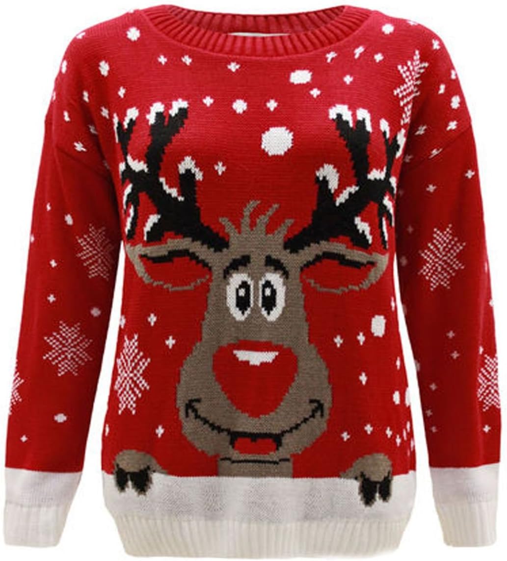 Generation FashionNew Unisex Kids Girls Knitted Christmas Rudolf Reindeer Xmas Novelty Jumper Sweater Top Pullover